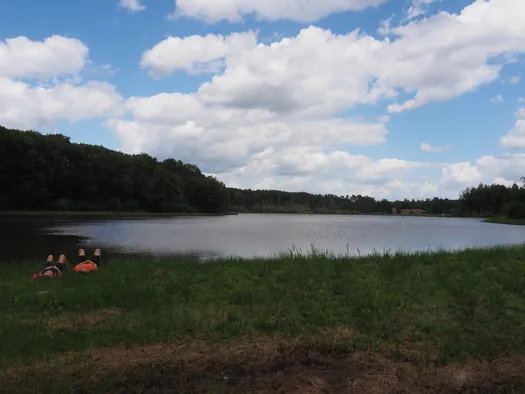 Fietsen en wandelen door het water van de Wijers, Bokrijk (België)